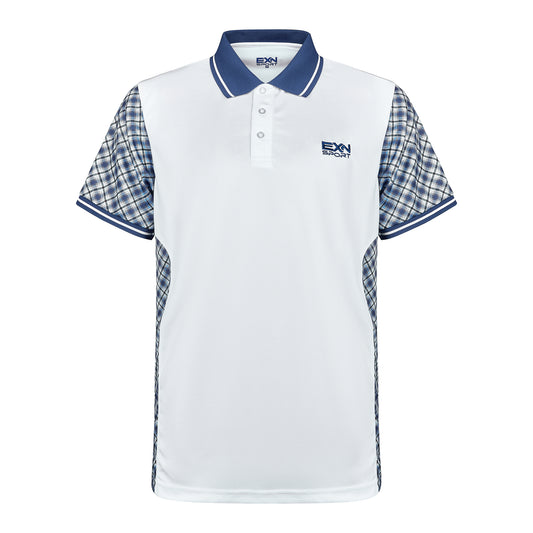 EXN Sports - Navy Tartan Performace Polo LAST FEW