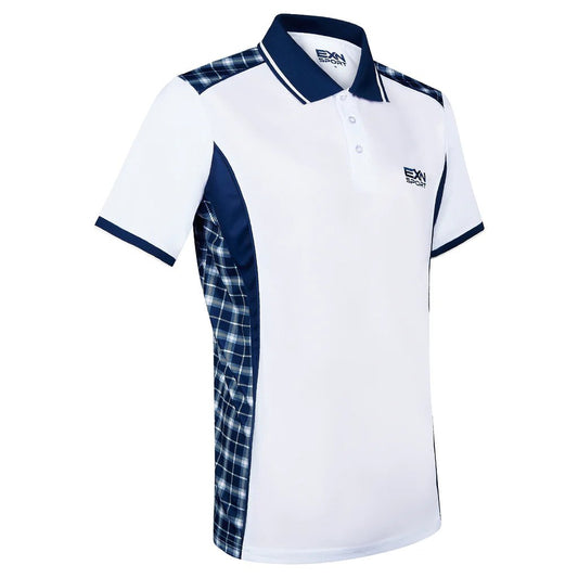 EXN Sports Bowls Tartan Polo Shirt Unisex Navy Xsmall & Small Only