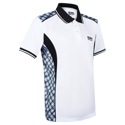 EXN Sports Bowls Tartan Polo Shirt Unisex Black/Grey
